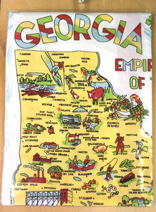 Red and White Kitchen Company - Georgia Map Retro Flour Sack Kitchen Towel