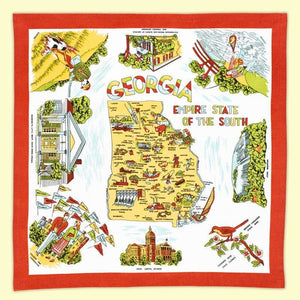 Red and White Kitchen Company - Georgia Map Retro Flour Sack Kitchen Towel