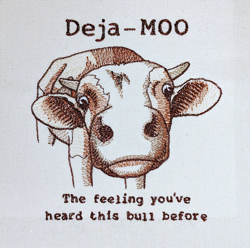 Red Mitten - Deja Moo Cow Tea towel: Brown Cow