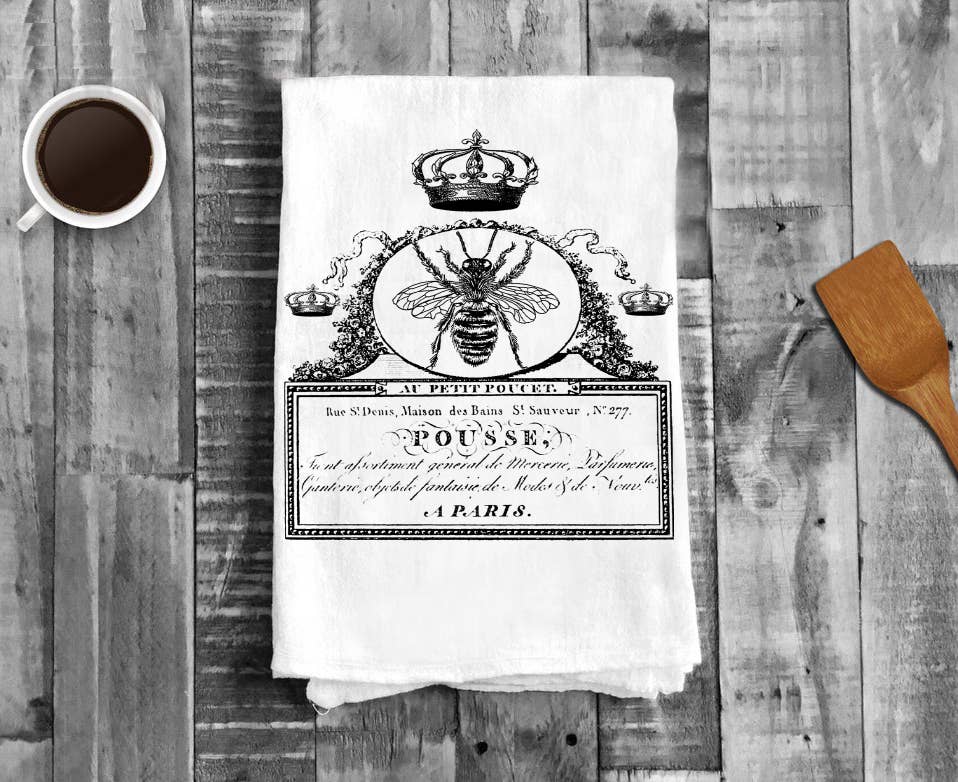 Avery Lane Gifts - Queen Bee Paris Writing , Cotton Tea Towels