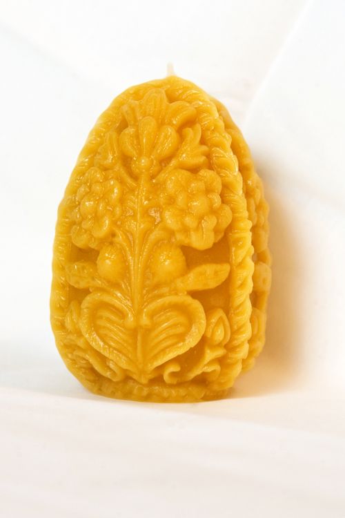 Carved Egg Beeswax Candle