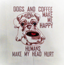 Red Mitten - Dogs and Coffee Embroidered Tea Towel